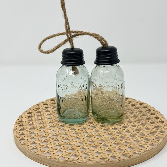 Mason Jar Christmas Tree Ornament ~ Set Of 2 Cute! Gift - Picture 1 of 4